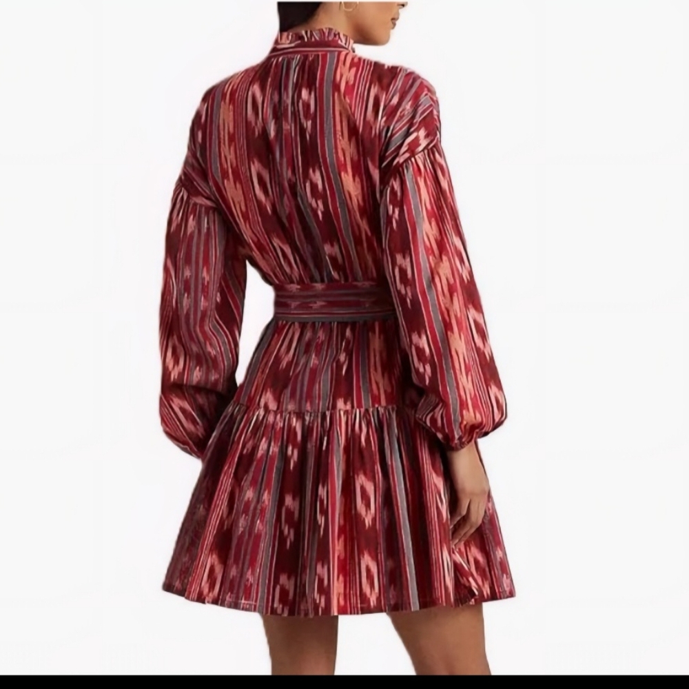 NWOT Lauren Ralph Lauren Geo-Stripe Cotton Voile Belted Dress – Size 14